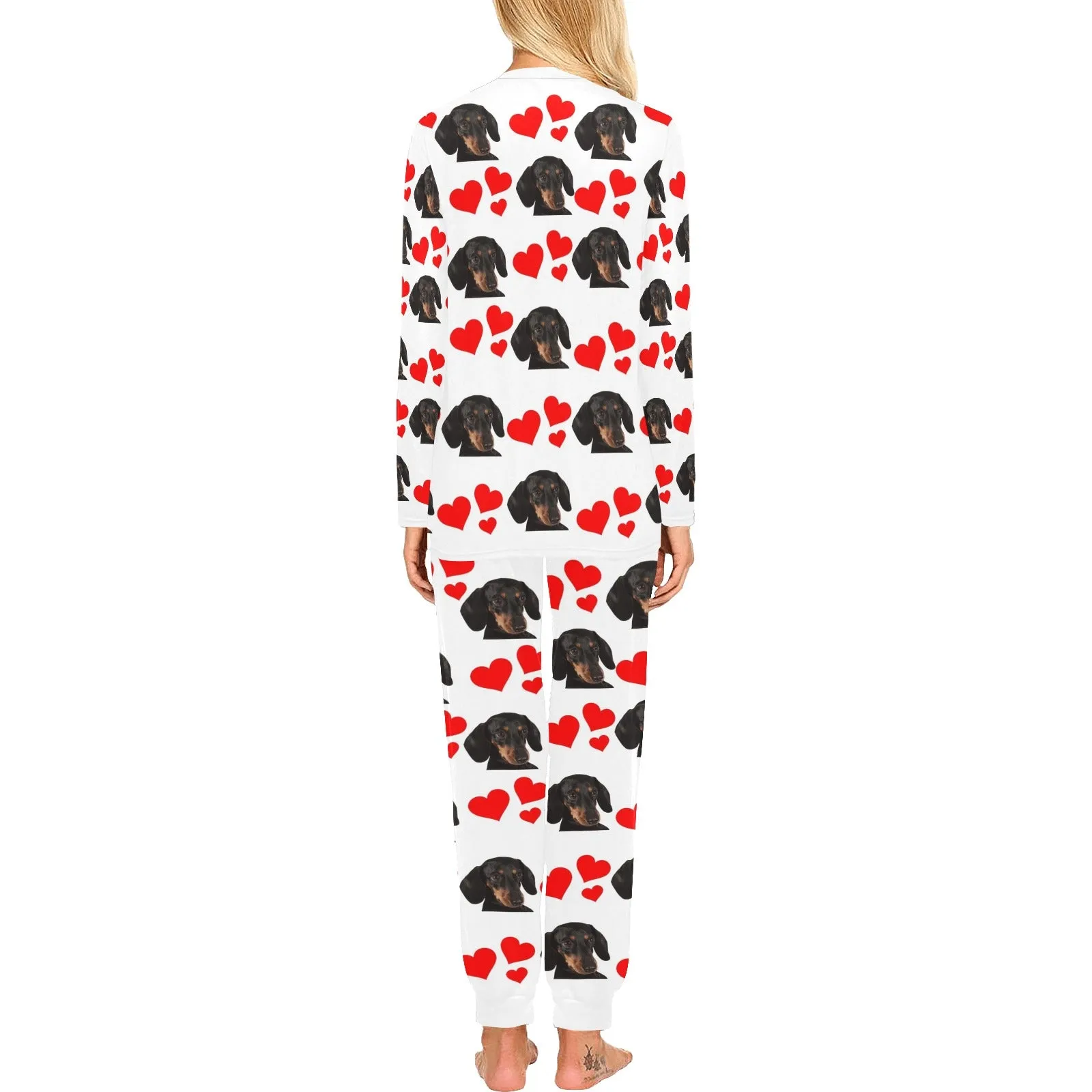 2 Piece Dachshund Hearts Long Tee Pajama Set