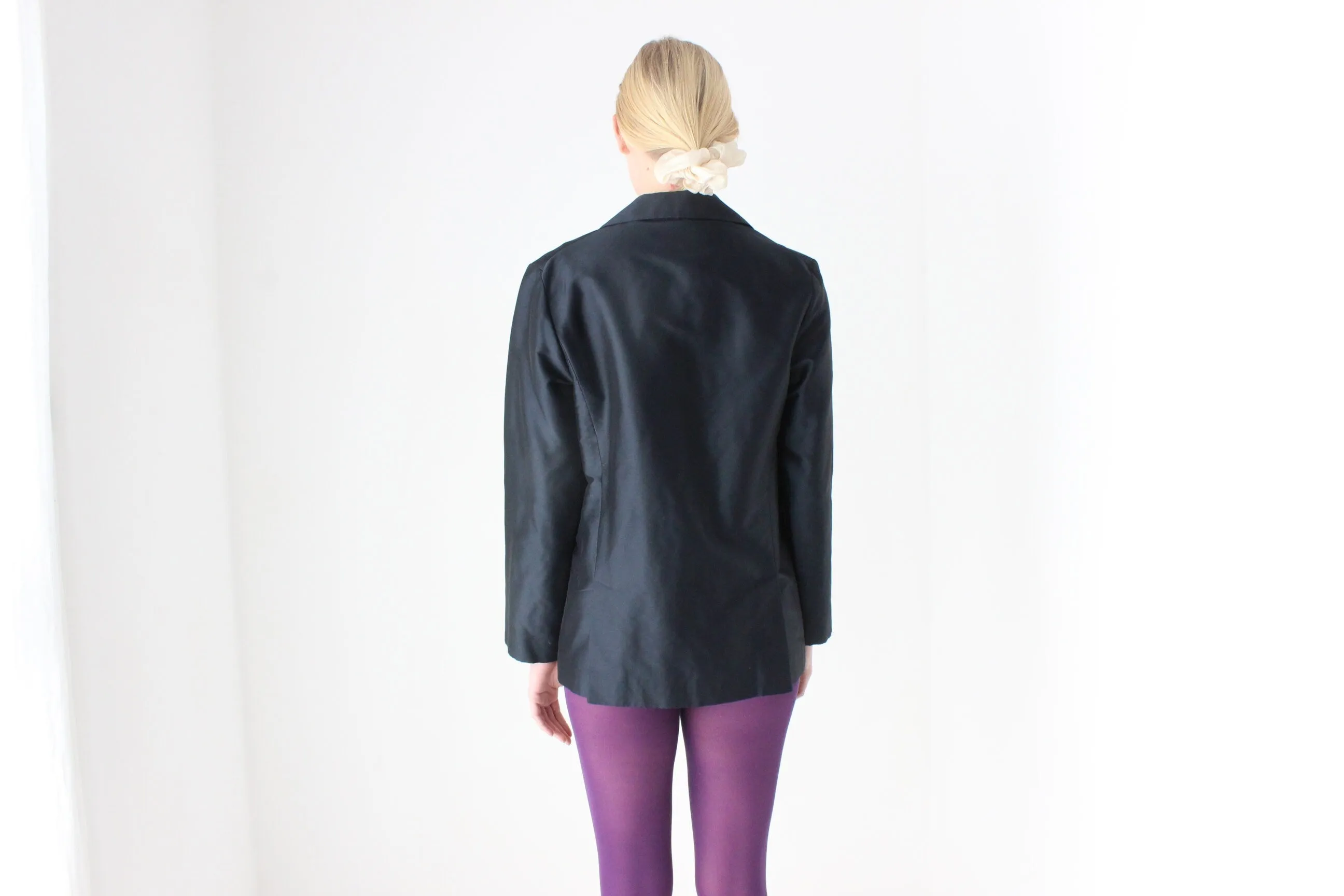 2000s Italian Made Silk Blend Boxy Minimal Jacket
