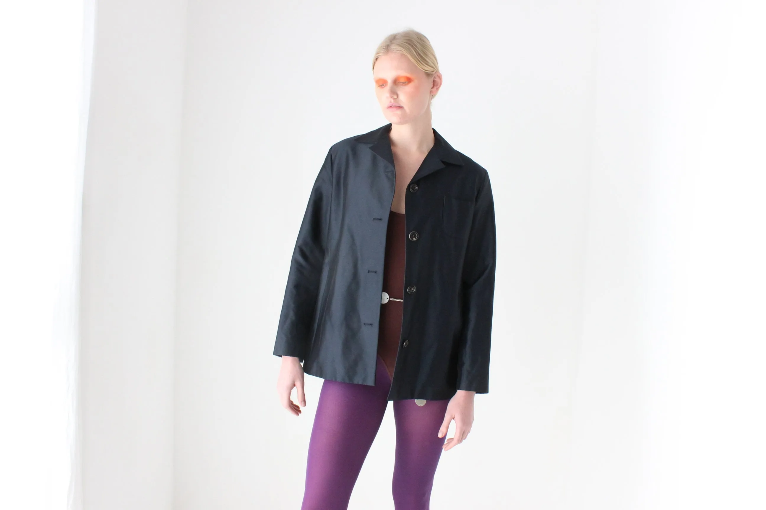 2000s Italian Made Silk Blend Boxy Minimal Jacket