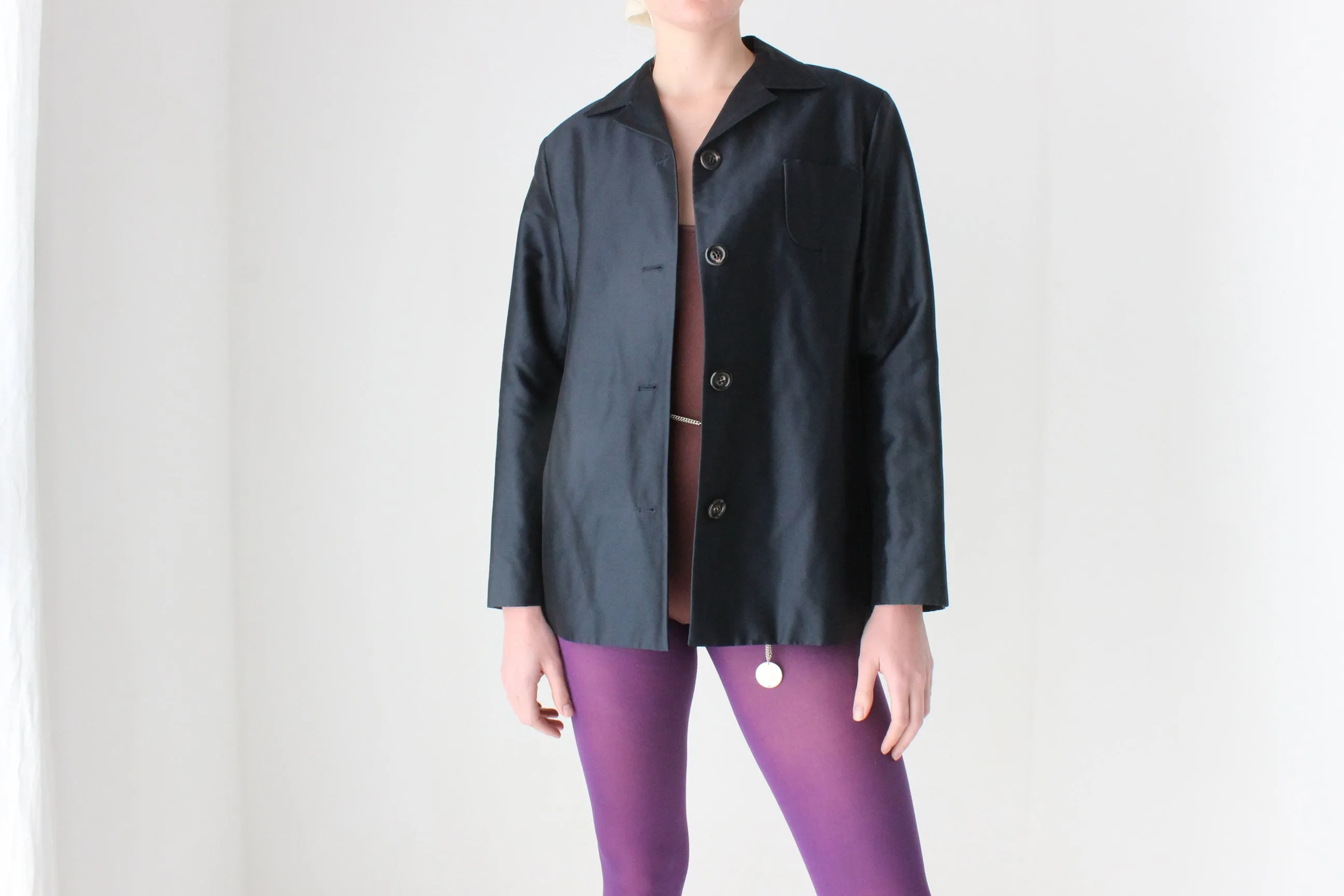 2000s Italian Made Silk Blend Boxy Minimal Jacket