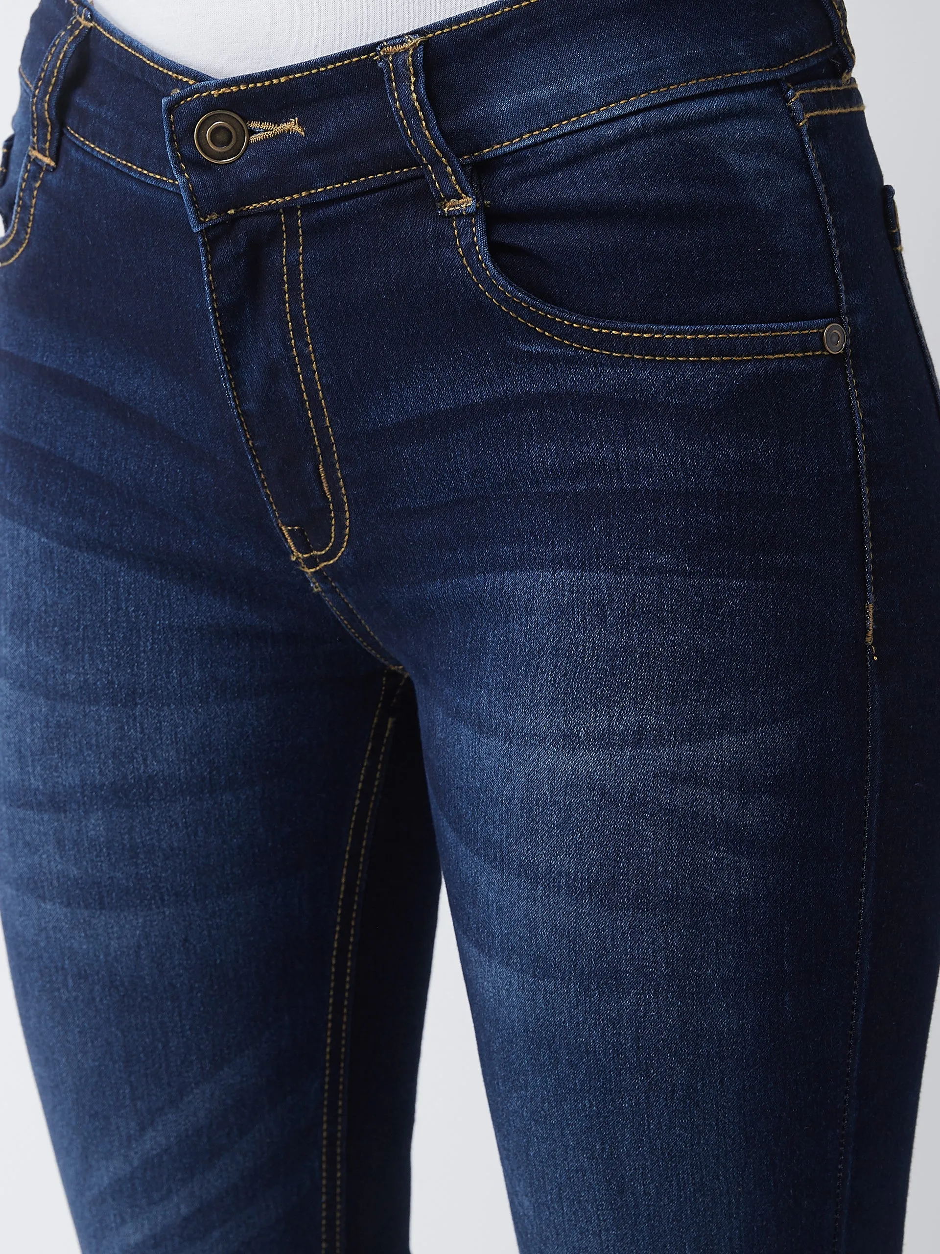 24/7 Comfort Women's Timeless Blue Bell Bottom Bootcut Mid Rise Slit Denim Stretchable Jeans