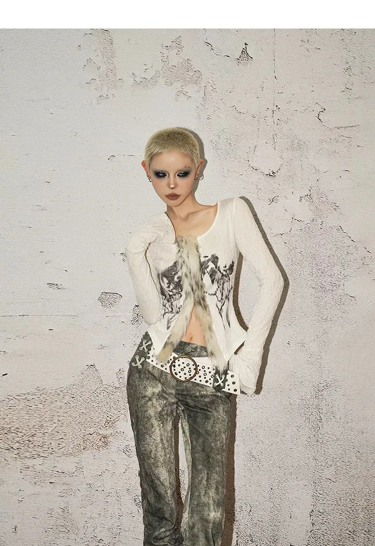 【25s Feb.】Retro Punk Distressed Ink-splashed Jeans