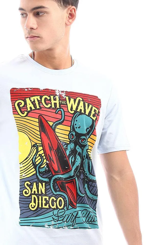 95540 "Catch The Wave" Light Blue Slip On Tee