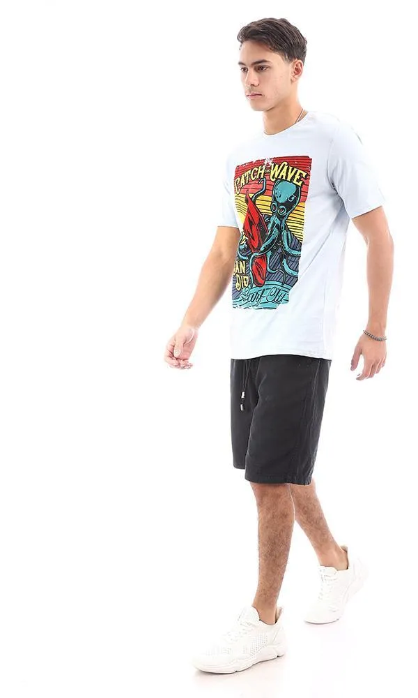 95540 "Catch The Wave" Light Blue Slip On Tee