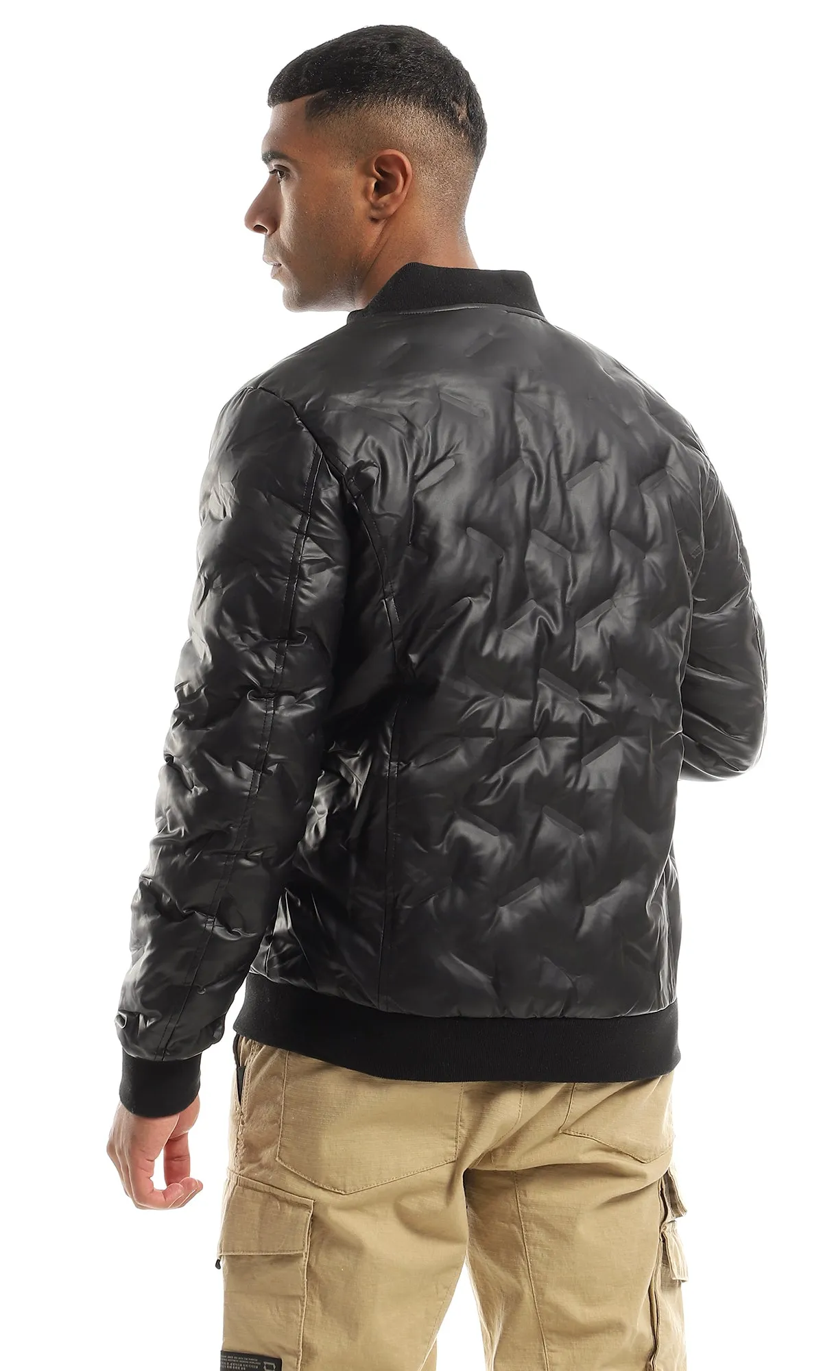 95841 Puffer Leather Zip Through Jacket - Black
