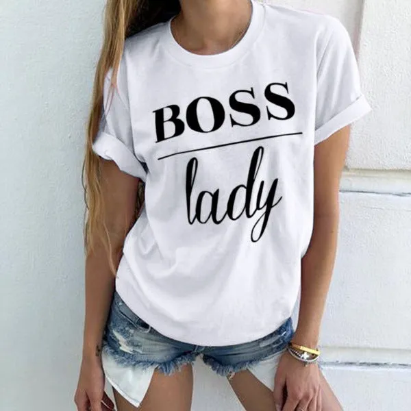 Be the ultimate "Boss Lady" with our Letter Printed T-Shirt