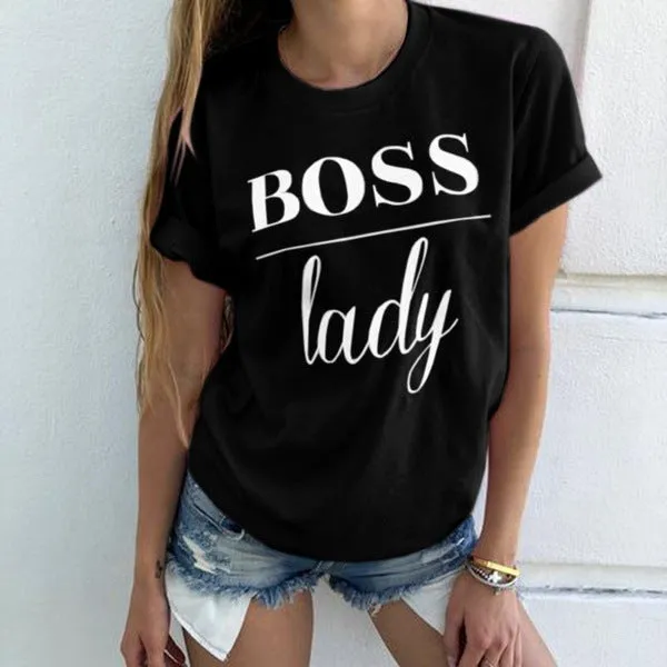 Be the ultimate "Boss Lady" with our Letter Printed T-Shirt