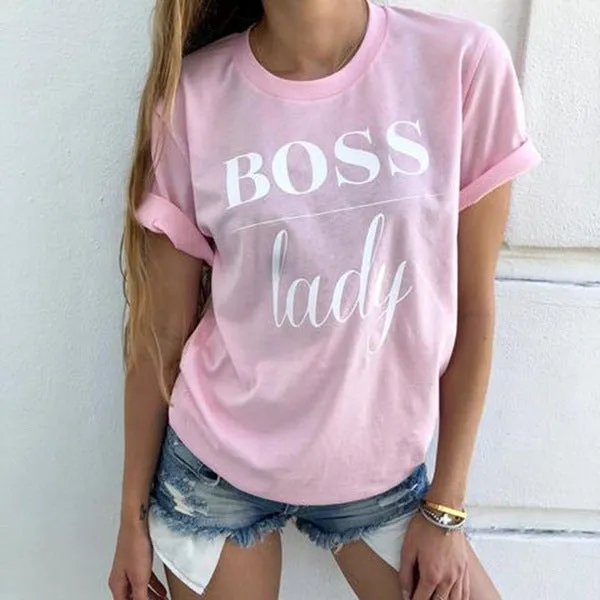 Be the ultimate "Boss Lady" with our Letter Printed T-Shirt