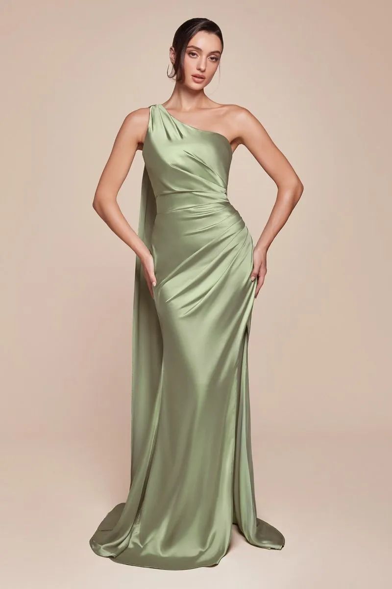 BETHANY One Shoulder Luxe Satin Fitted Bridesmaid & Formal Gown