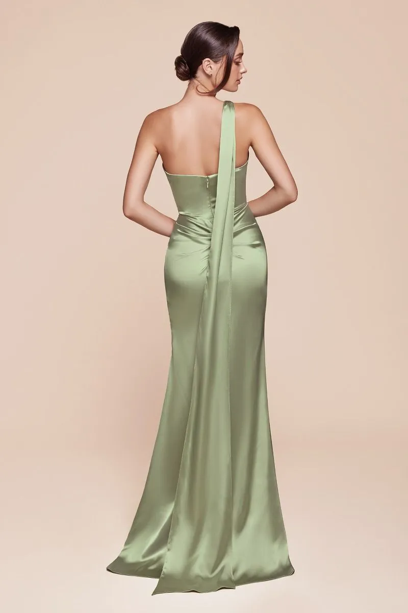BETHANY One Shoulder Luxe Satin Fitted Bridesmaid & Formal Gown