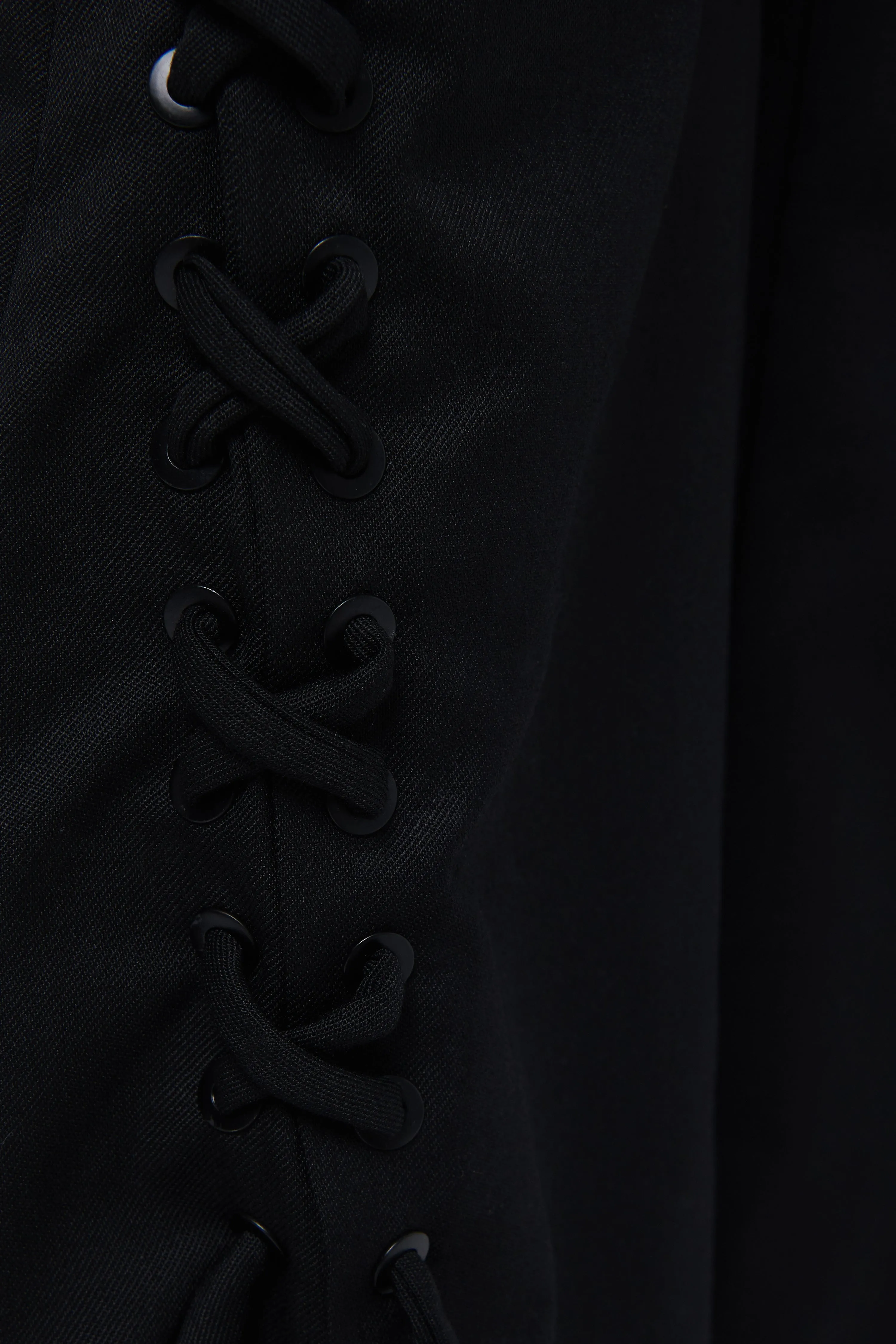 Black Folding Lace-Up Pants