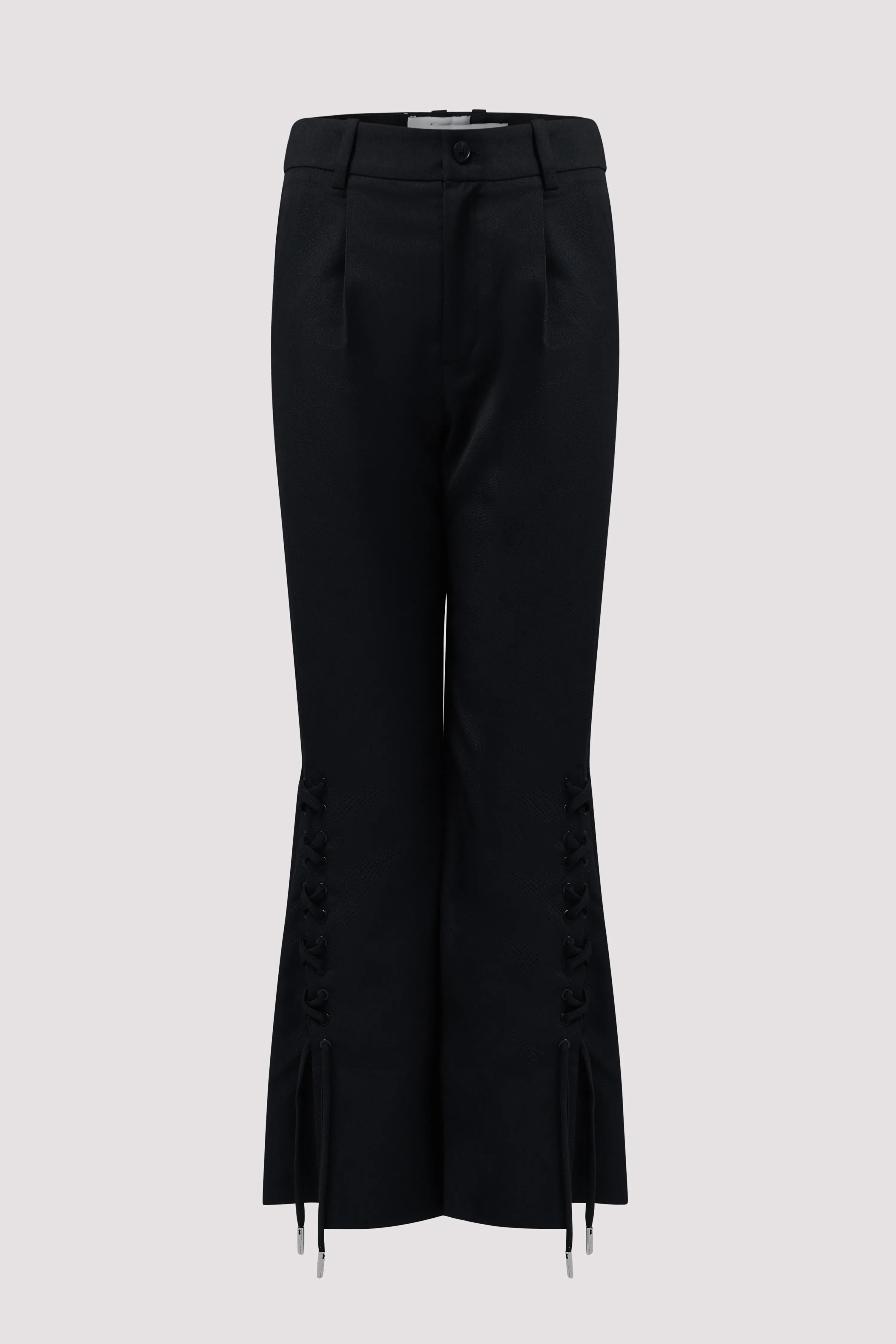 Black Folding Lace-Up Pants