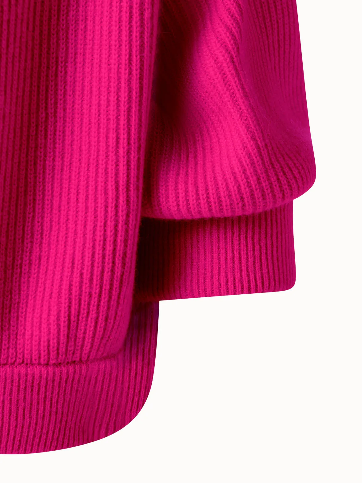 Boxy Ribbed Knit Cashmere Pullover