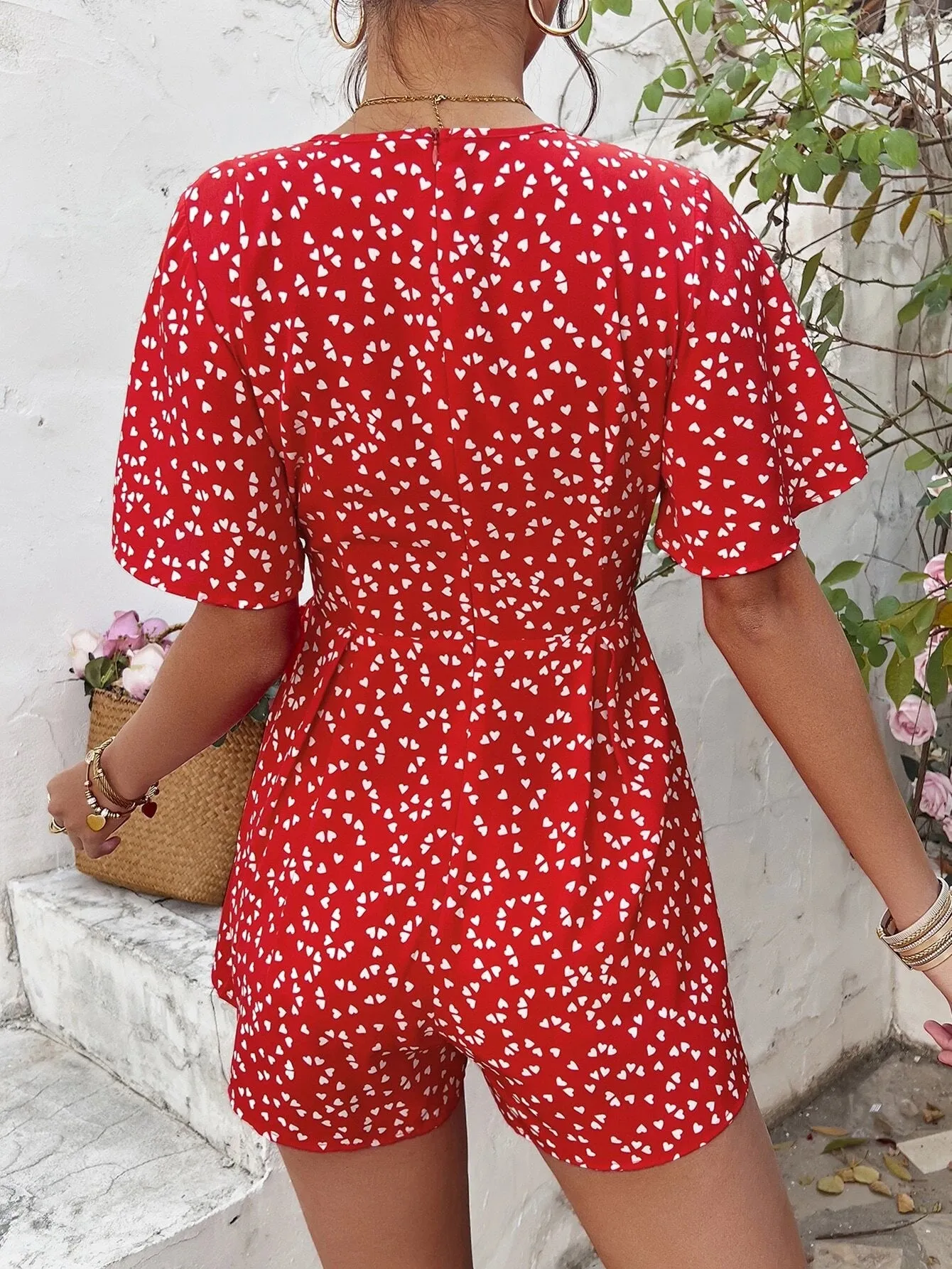 Butterfly Sleeve Printed Romper