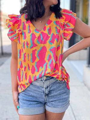 Casual Abstract Print Blouse