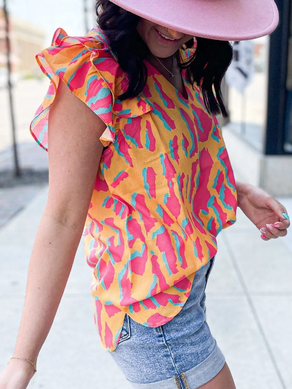 Casual Abstract Print Blouse