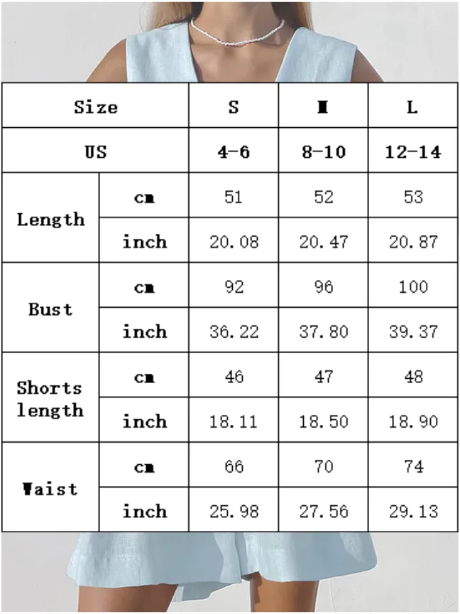Cotton Linen Vest Wide-leg Shorts Set