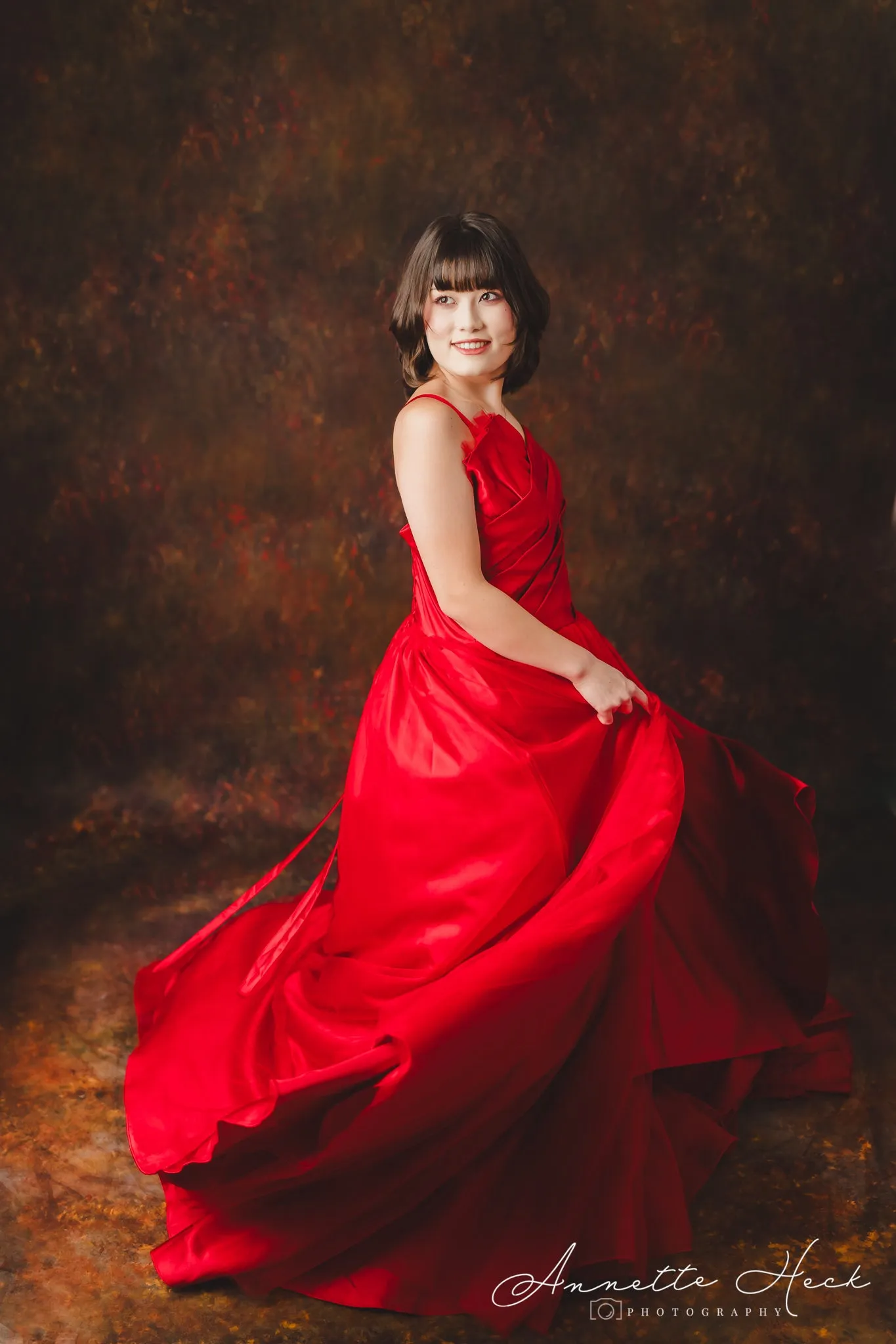 Couture Rental Gown "Radiant Allure" Red -  Floor Length Dress (Adult 6-Adult 10)