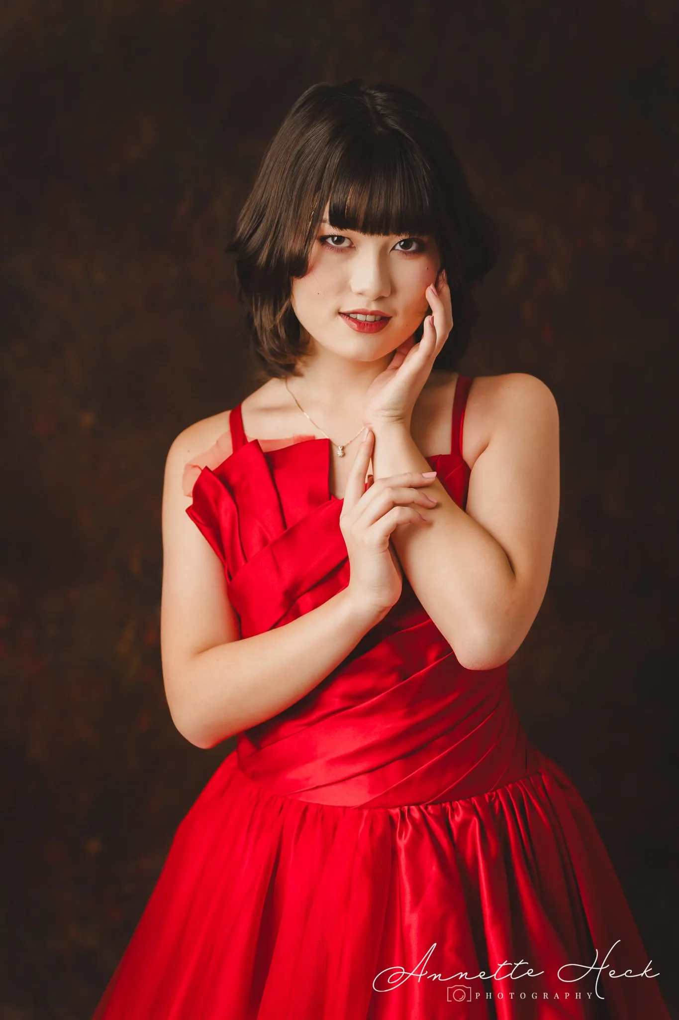 Couture Rental Gown "Radiant Allure" Red -  Floor Length Dress (Adult 6-Adult 10)