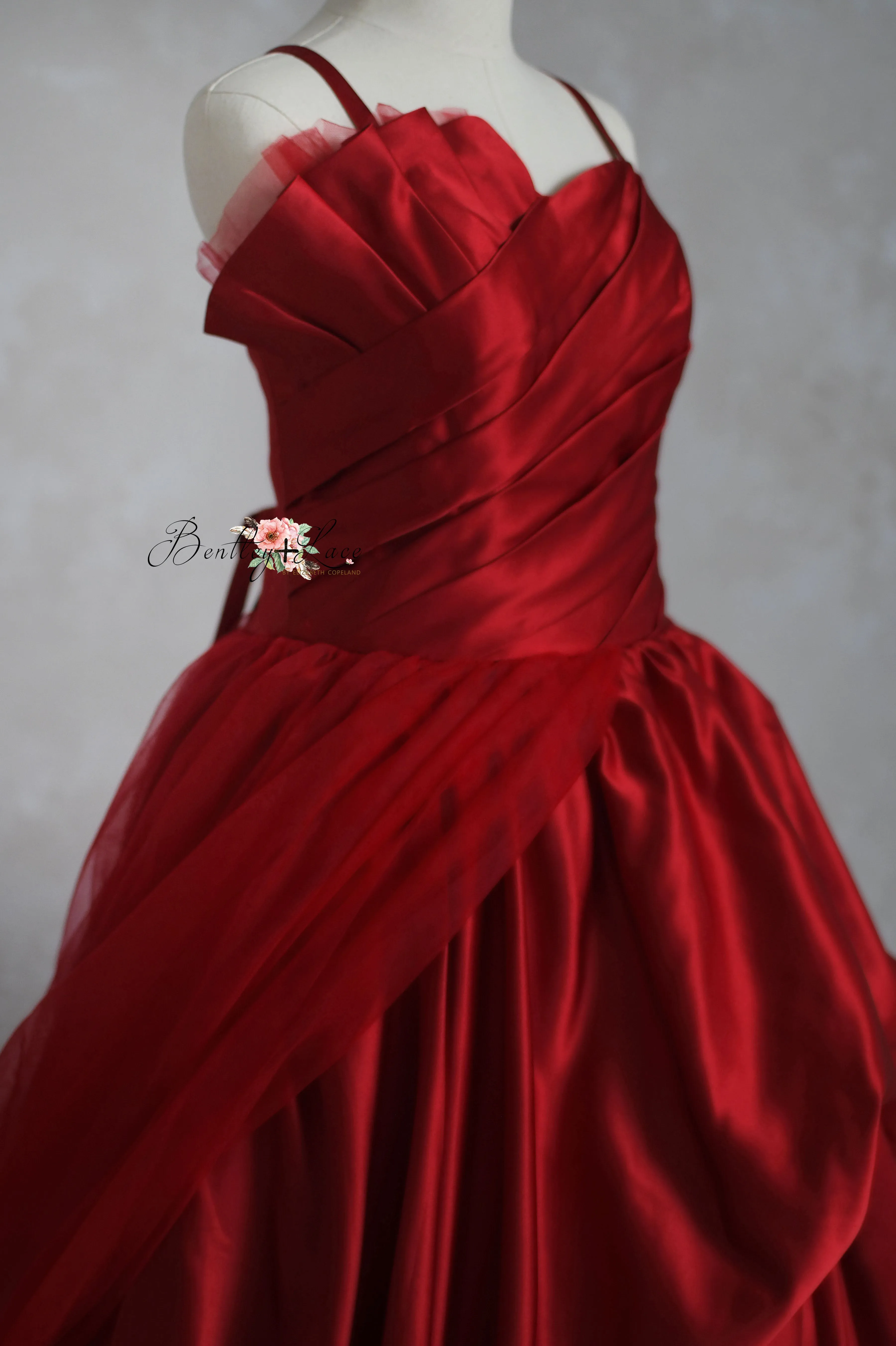 Couture Rental Gown "Radiant Allure" Red -  Floor Length Dress (Adult 6-Adult 10)