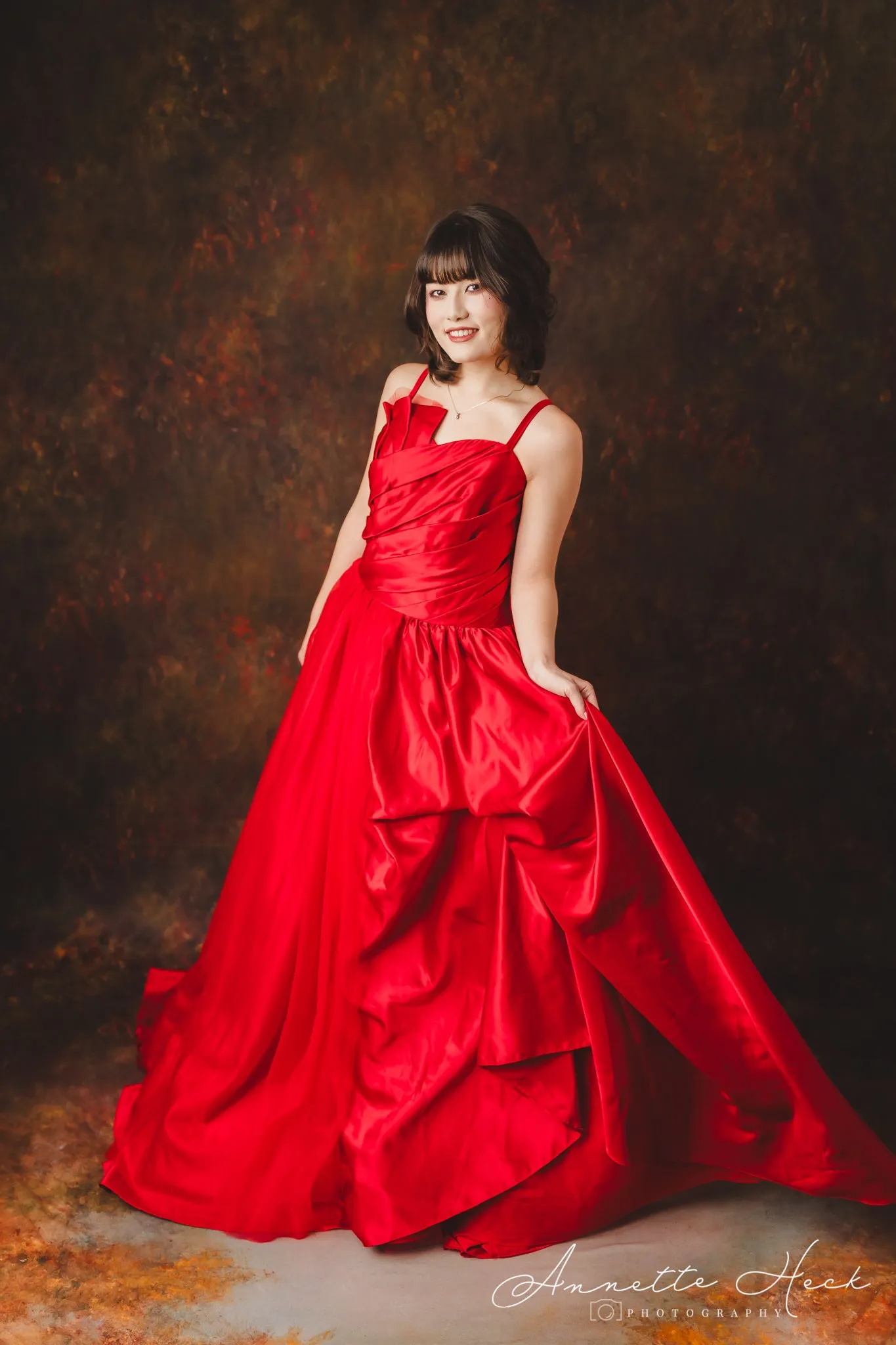 Couture Rental Gown "Radiant Allure" Red -  Floor Length Dress (Adult 6-Adult 10)