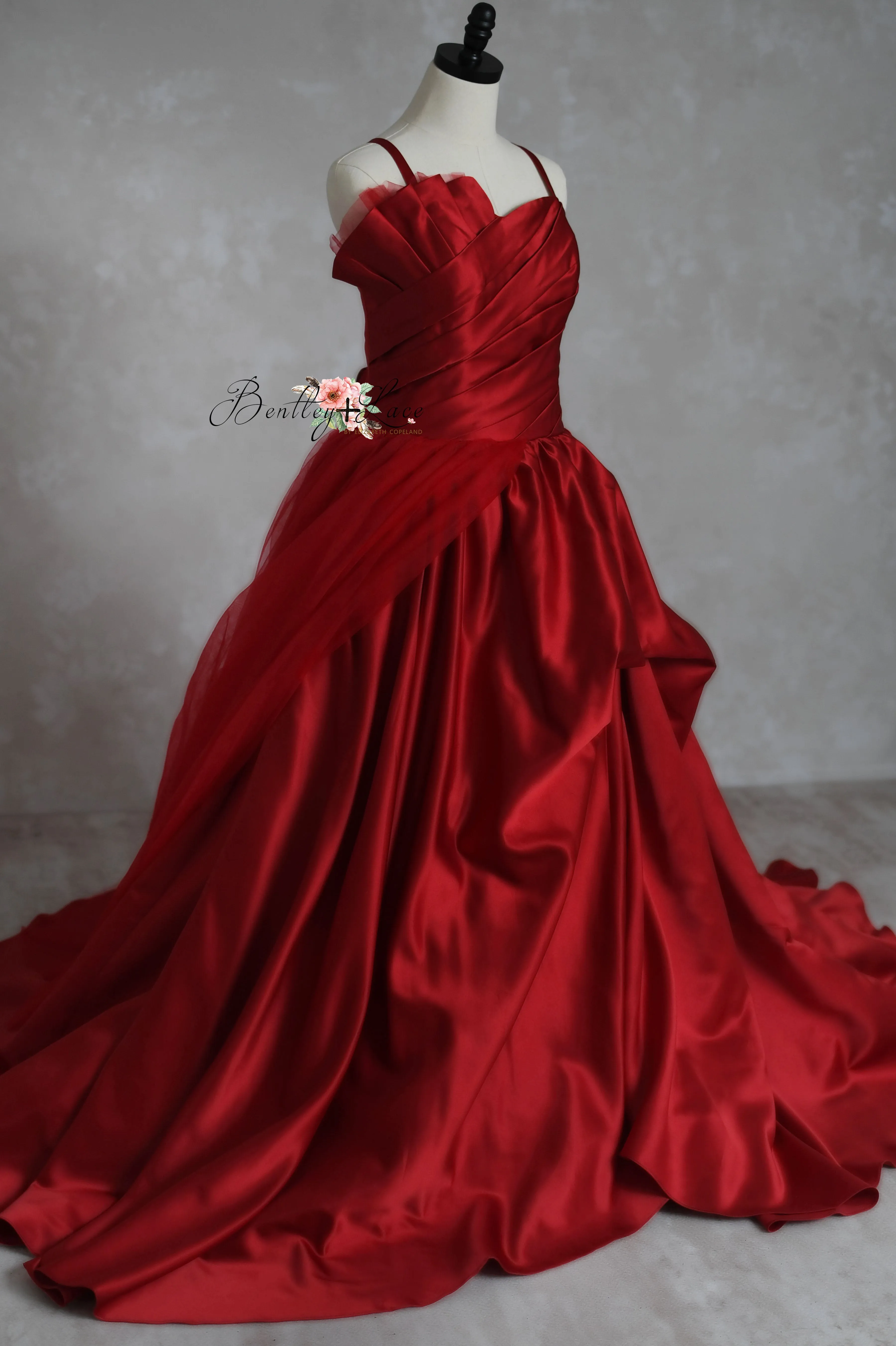 Couture Rental Gown "Radiant Allure" Red -  Floor Length Dress (Adult 6-Adult 10)