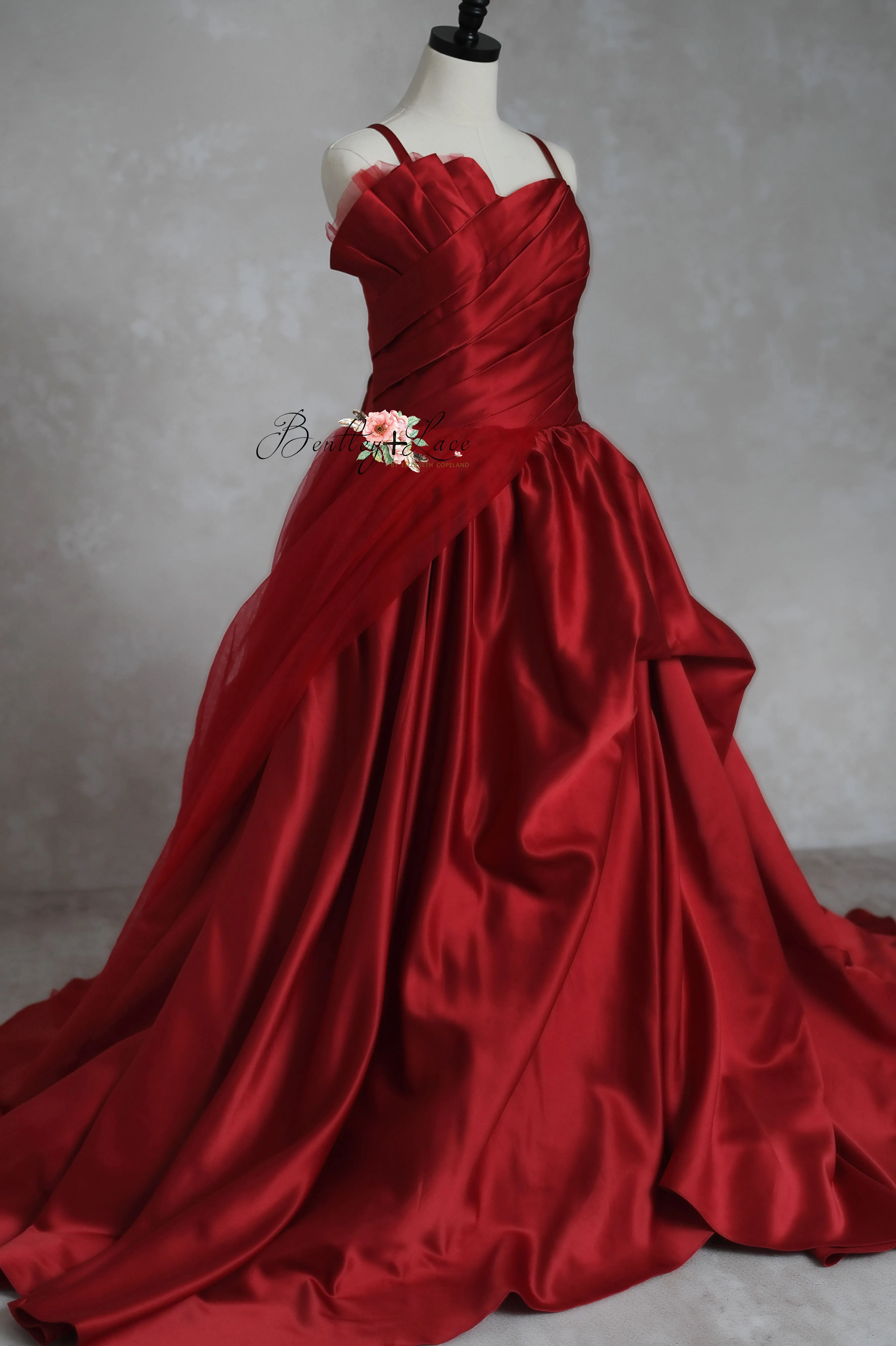 Couture Rental Gown "Radiant Allure" Red -  Floor Length Dress (Adult 6-Adult 10)