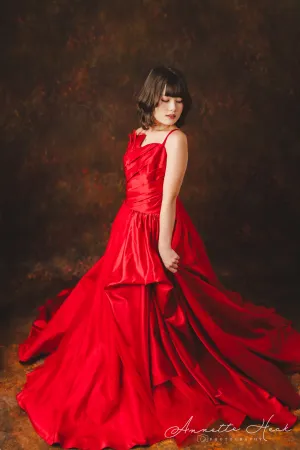 Couture Rental Gown "Radiant Allure" Red -  Floor Length Dress (Adult 6-Adult 10)