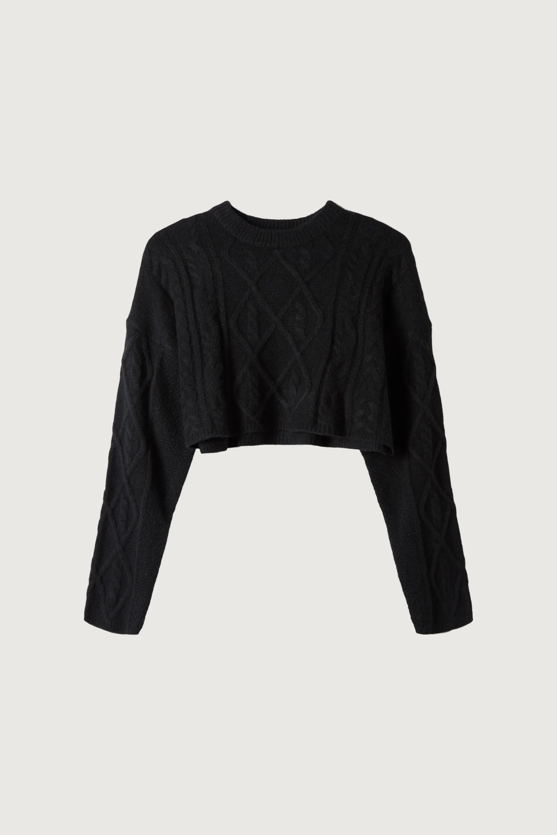 Cropped Cable Knit Sweater