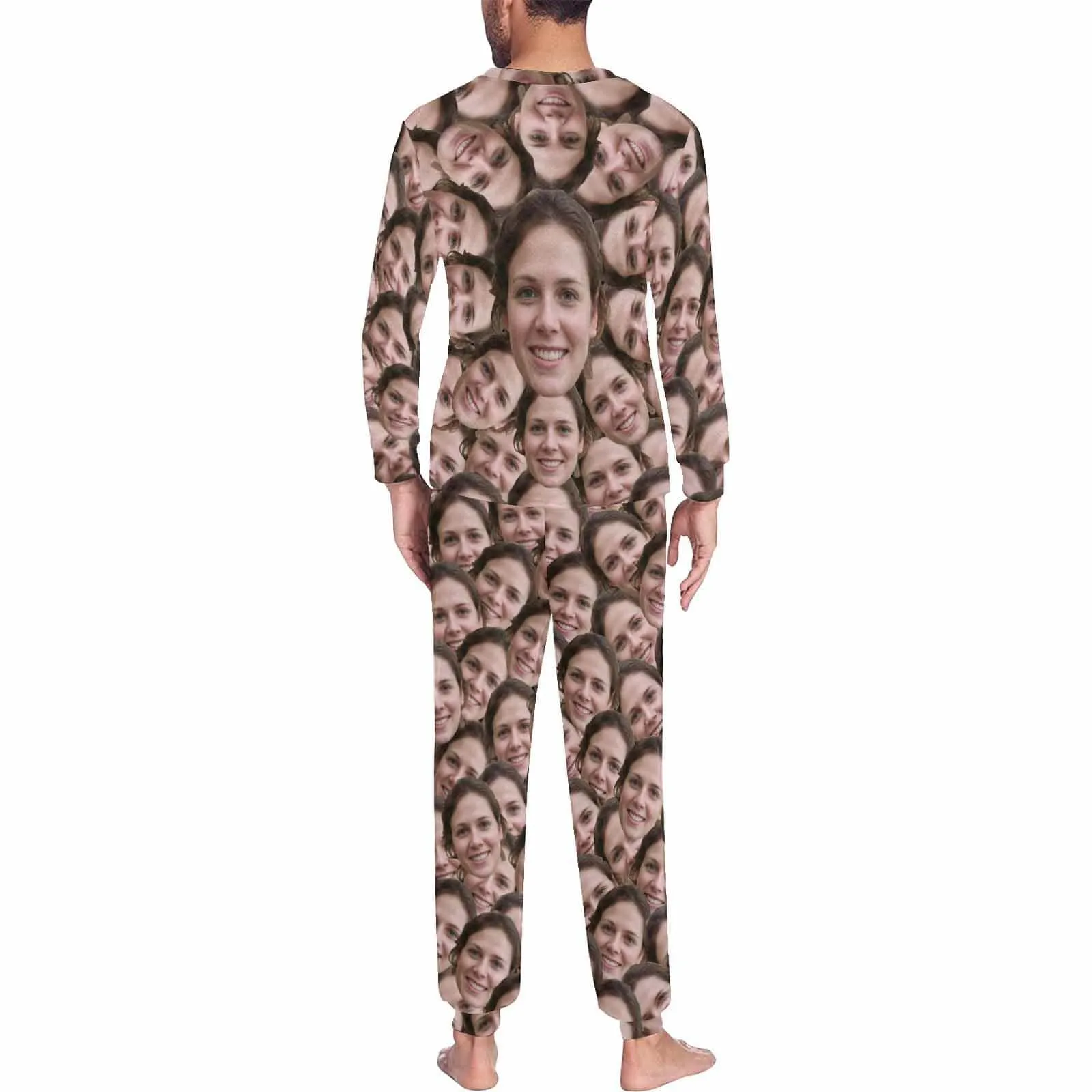 Custom Pajamas with Faces Personalized Photo Seamless Men's All Over Print Pajama Set