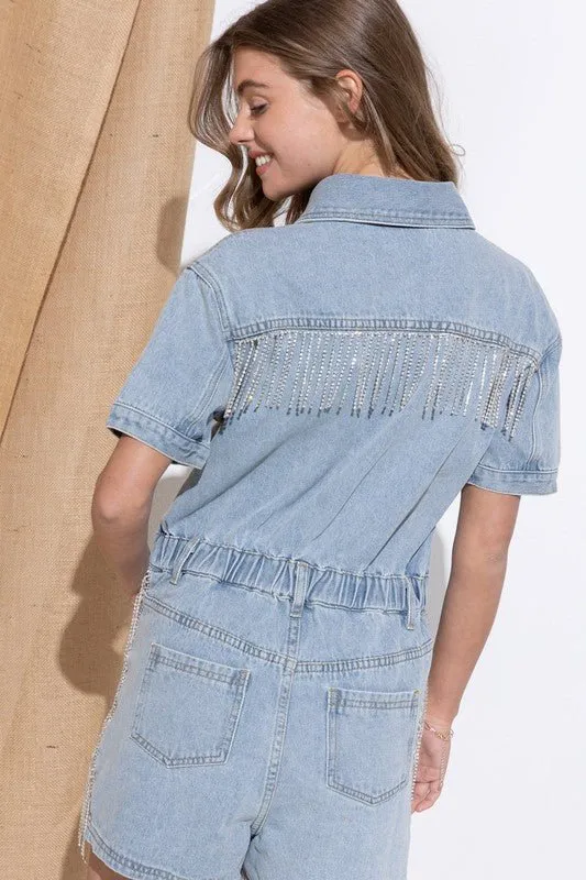 Denim Romper Shorts