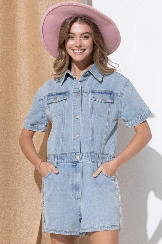Denim Romper Shorts