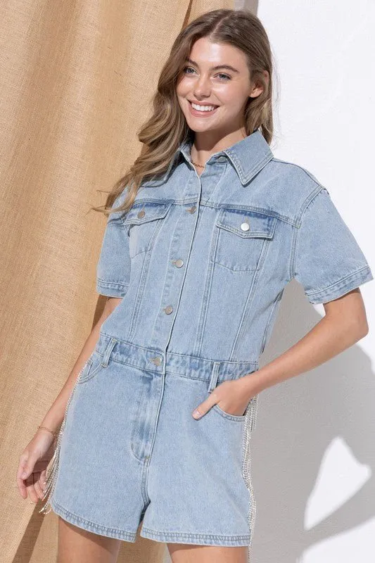Denim Romper Shorts