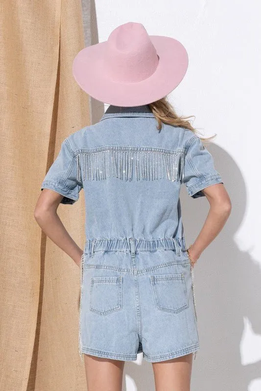 Denim Romper Shorts