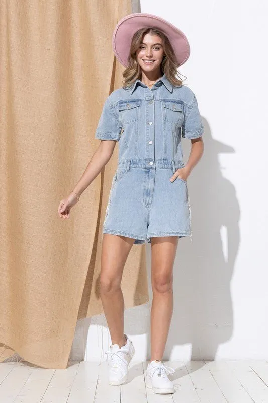 Denim Romper Shorts