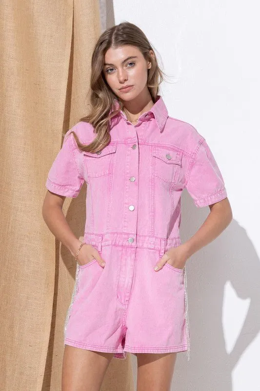 Denim Romper Shorts