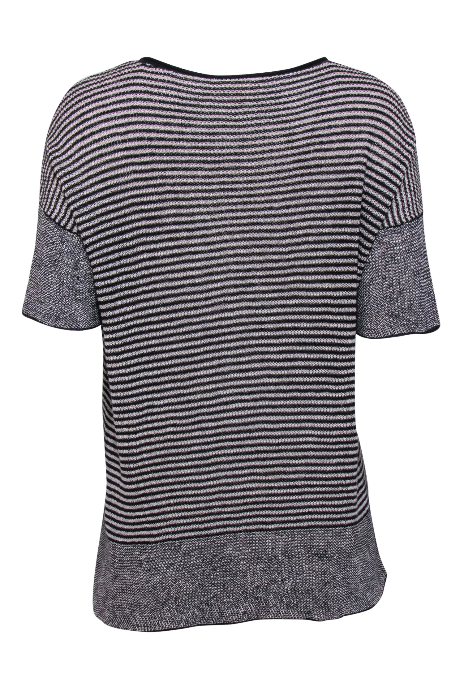 Eileen Fisher - Black & White Striped Short Sleeve Line Sweater Sz S
