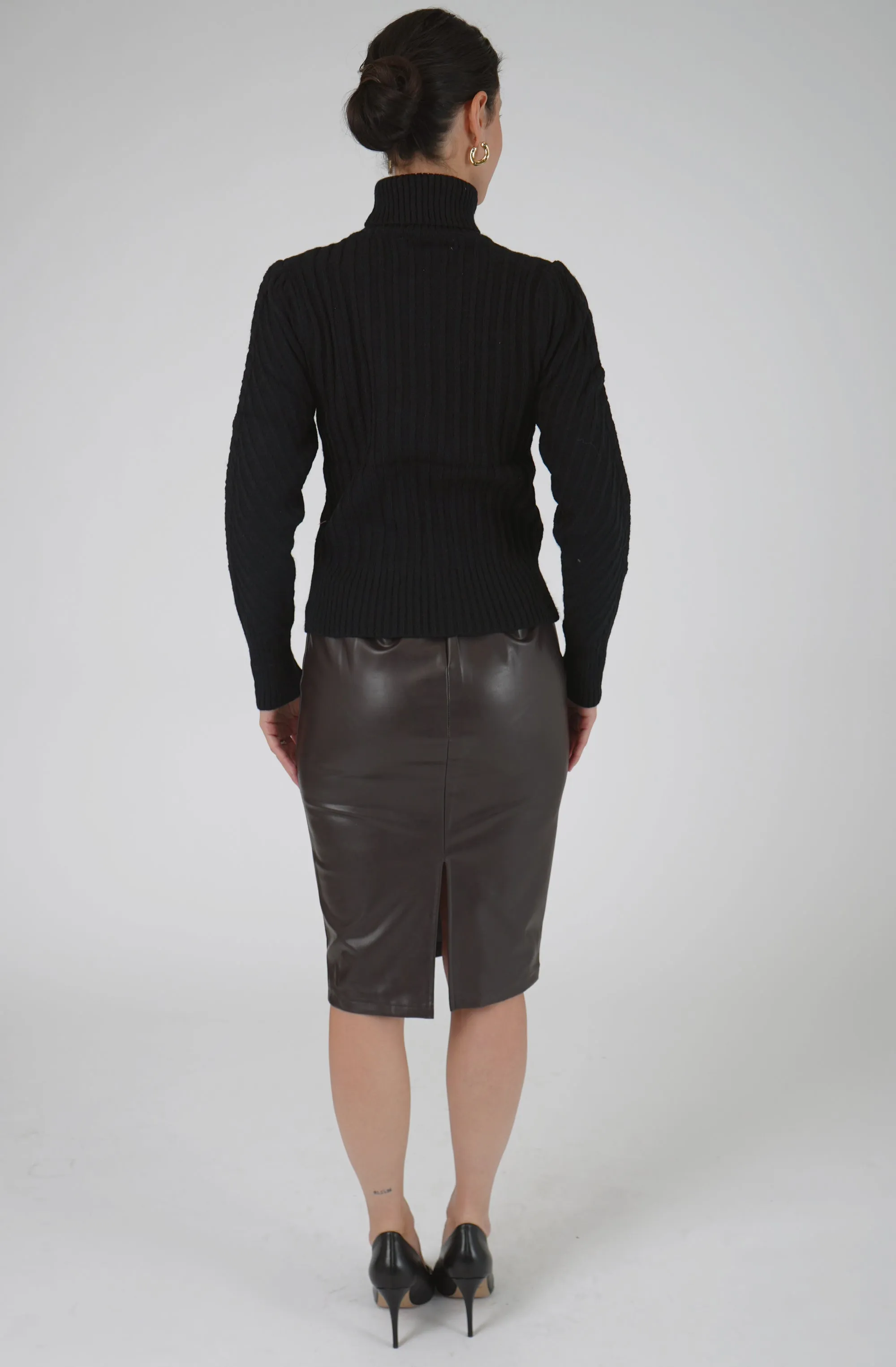 Embossed Knit Turtleneck Sweater