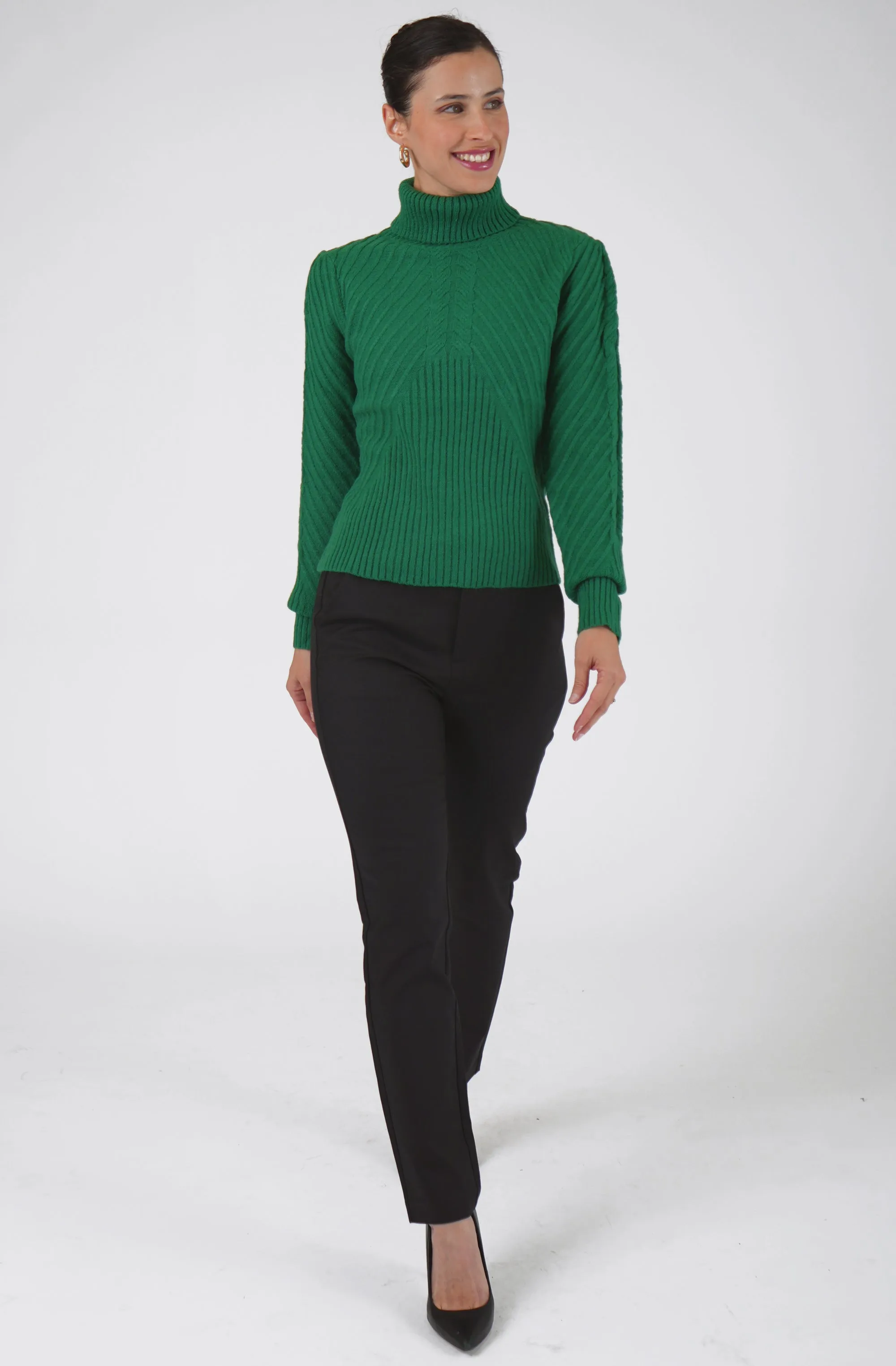 Embossed Knit Turtleneck Sweater