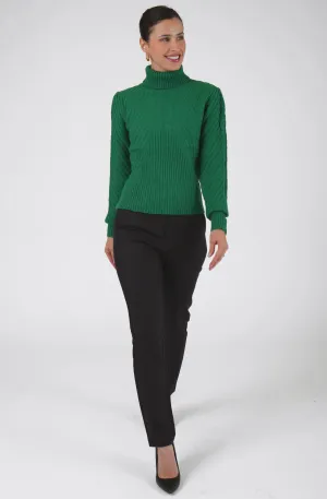 Embossed Knit Turtleneck Sweater