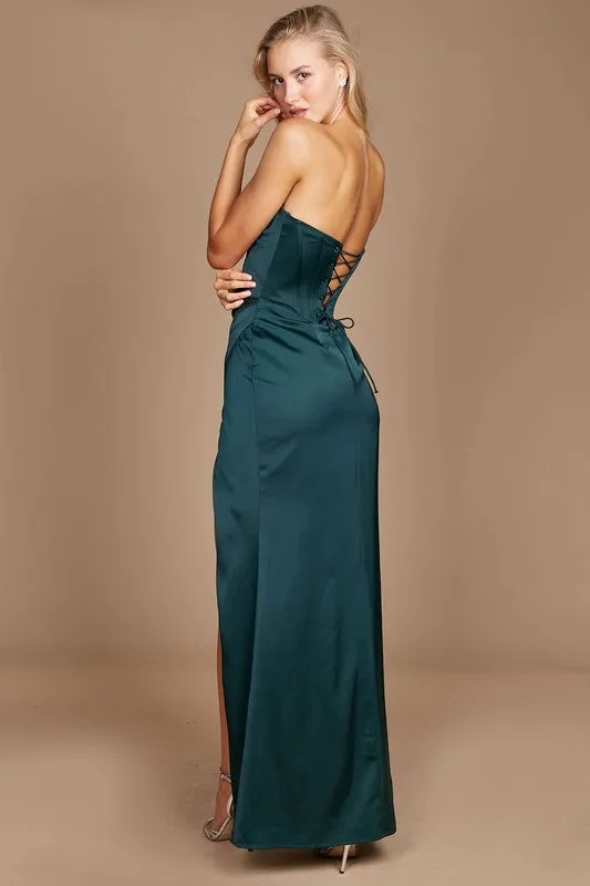 Emerald Dylan & Davids Corset Satin Formal Evening Dress