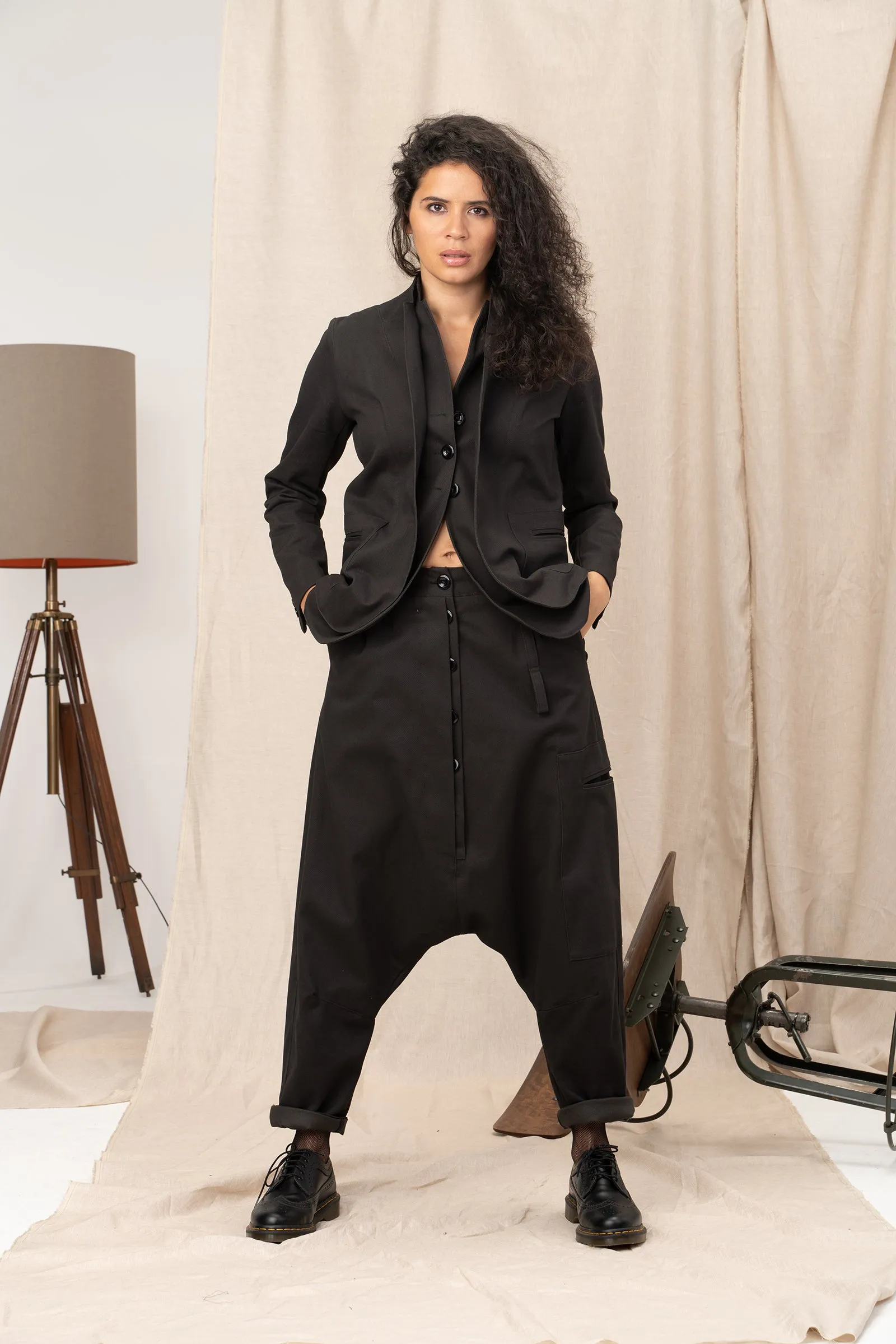 Extravagant Denim Blazer Women with Double Lapels