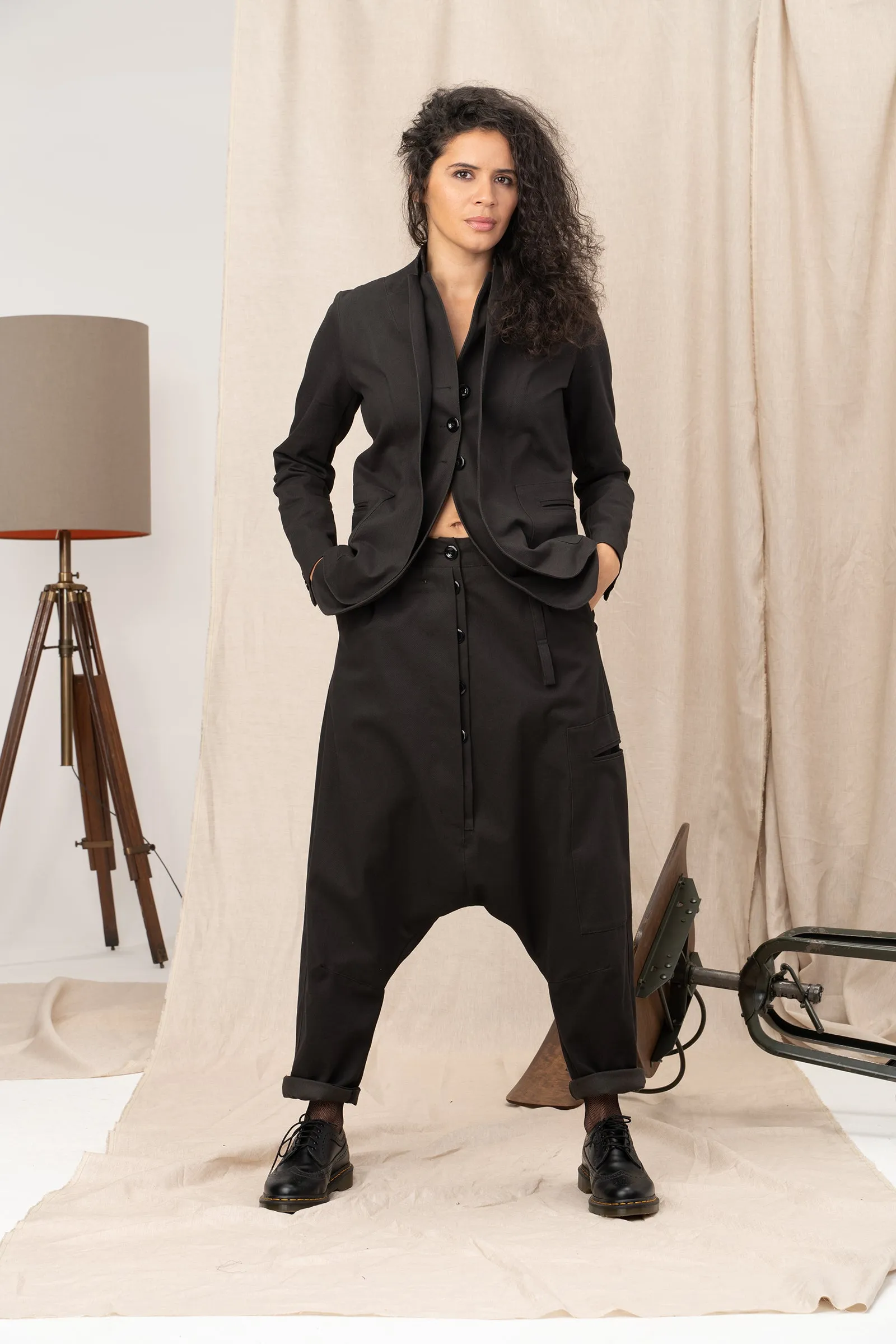 Extravagant Denim Blazer Women with Double Lapels