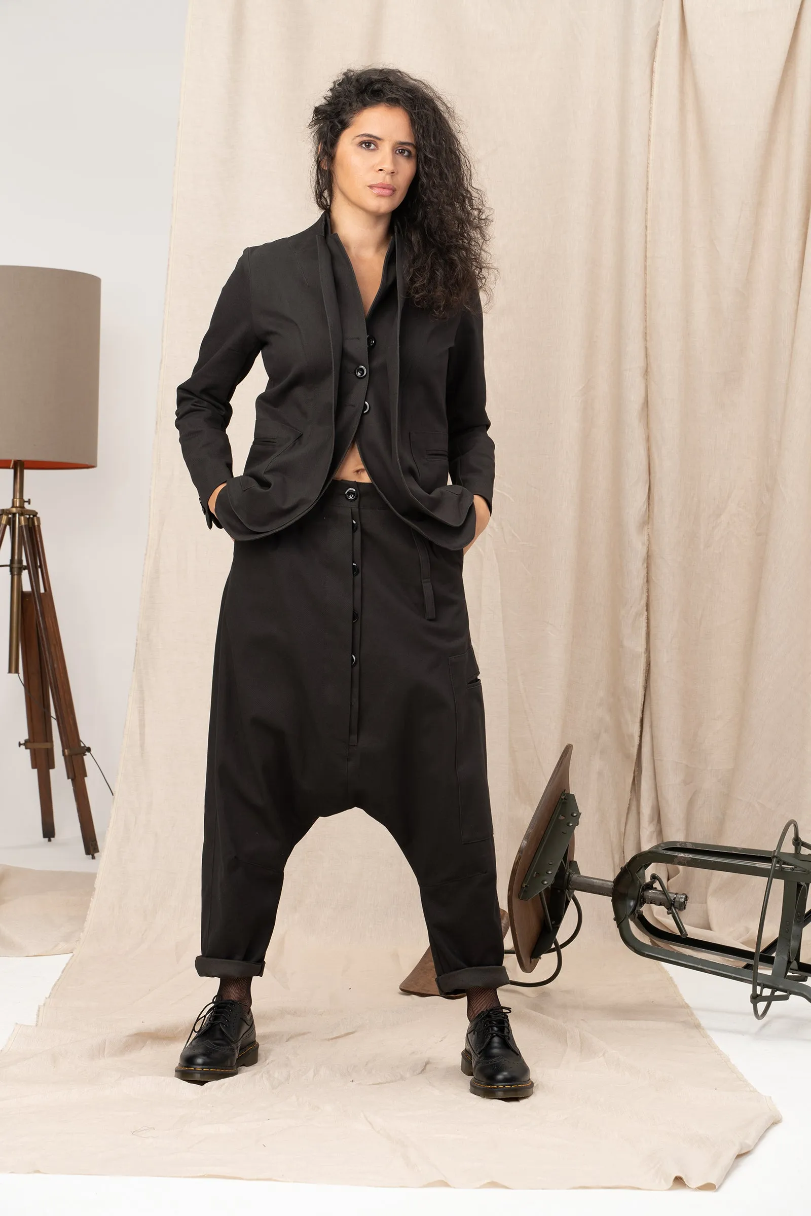 Extravagant Denim Blazer Women with Double Lapels