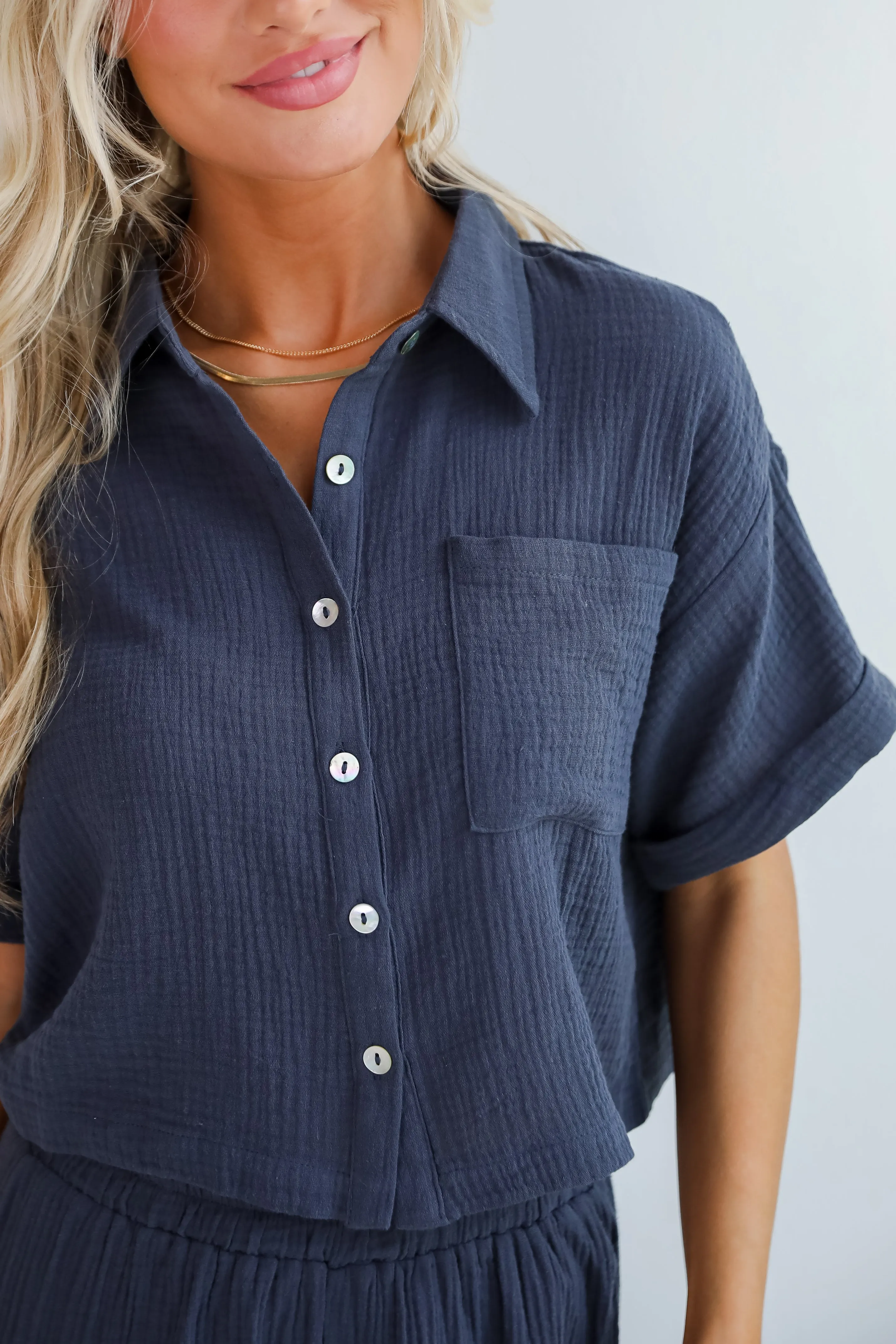 FINAL SALE - Too Perfect Charcoal Linen Blouse