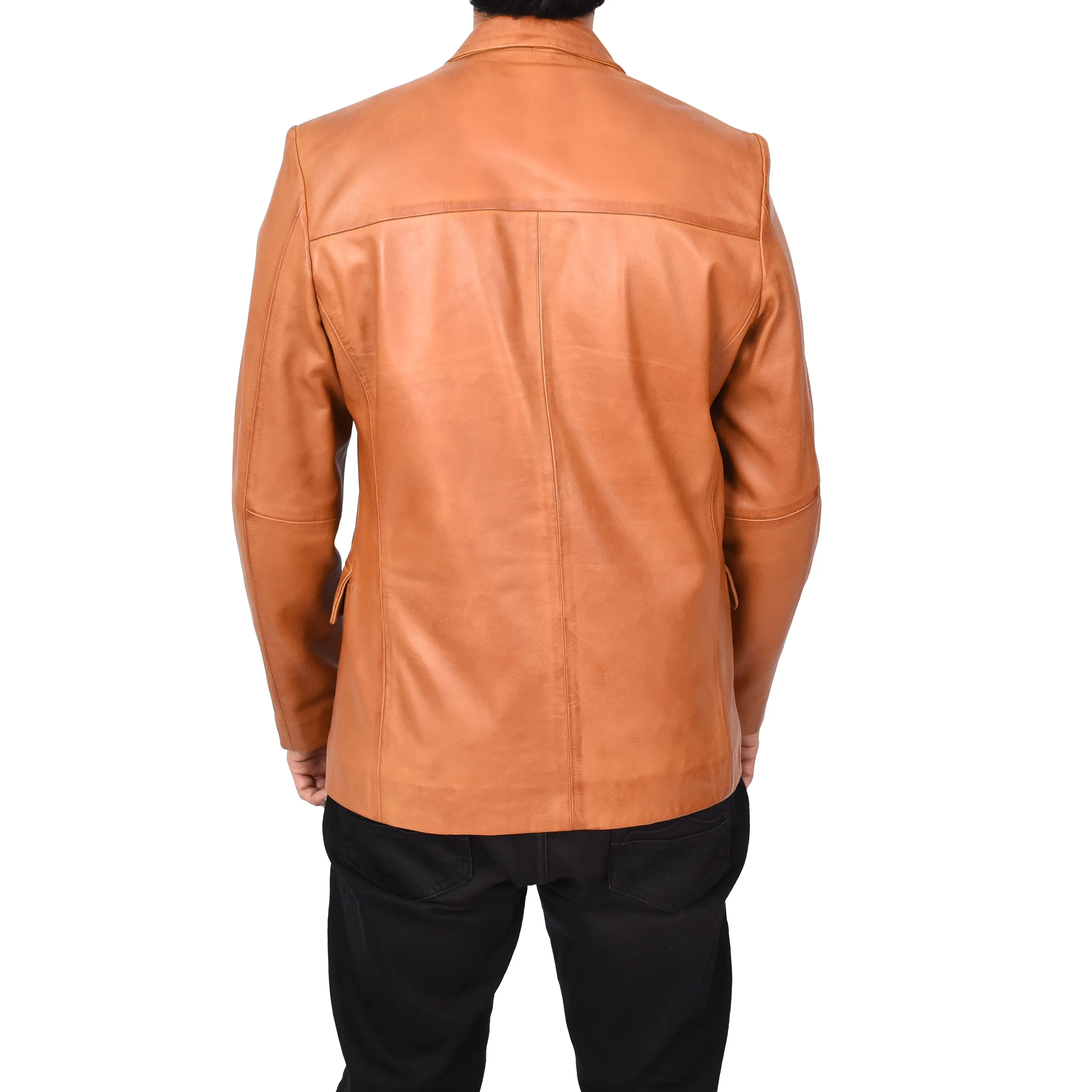 Gents Real Lambskin Leather Jacket Men's Blazer Coat Black Gjorn