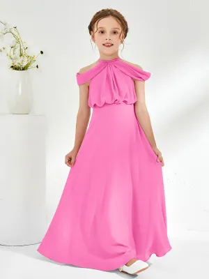 Halter Off-the-shoulder Junior Bridesmaid Dress Azalea