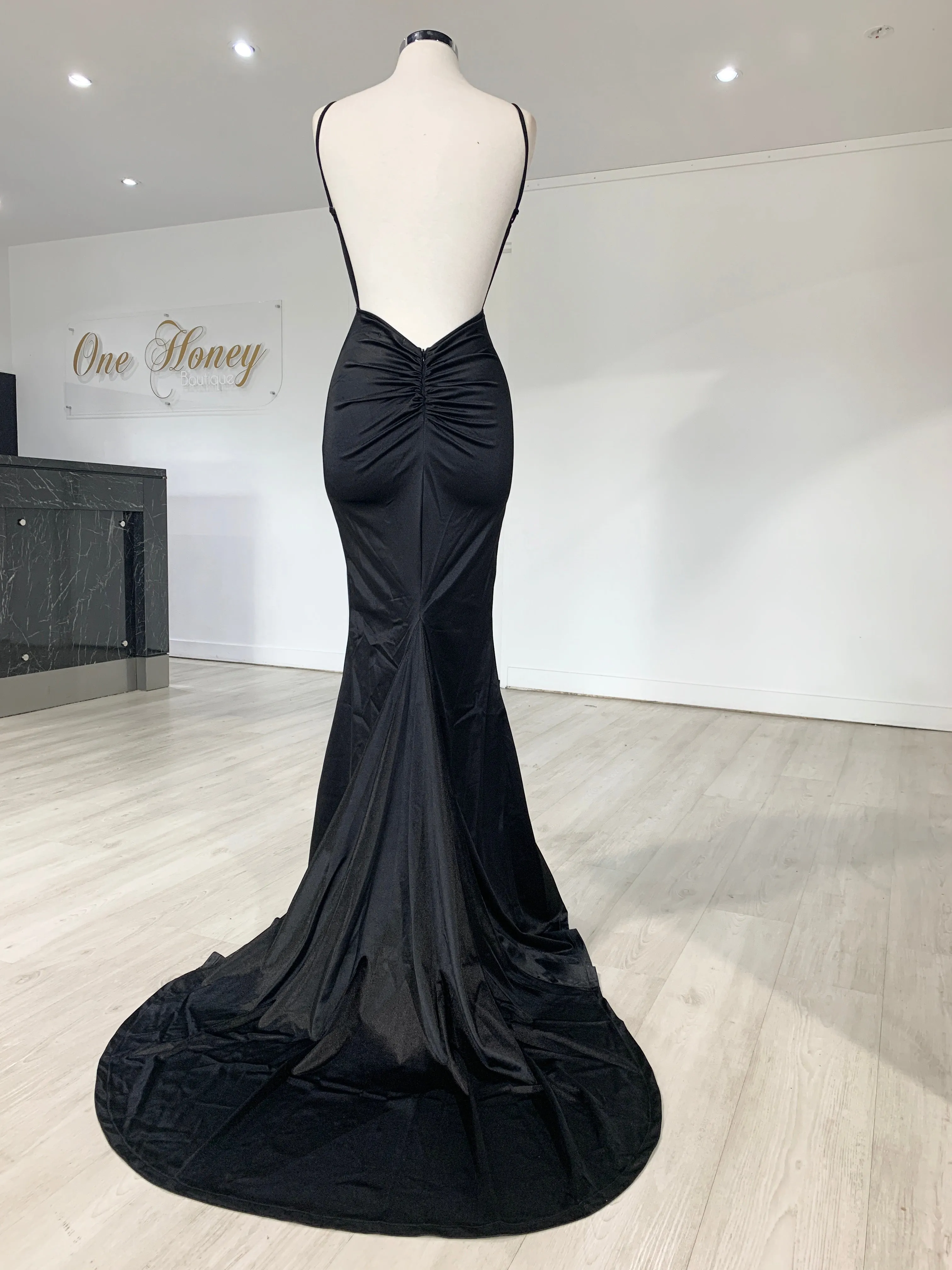 Honey Couture MILEE Low Back Mermaid Evening Gown Dress