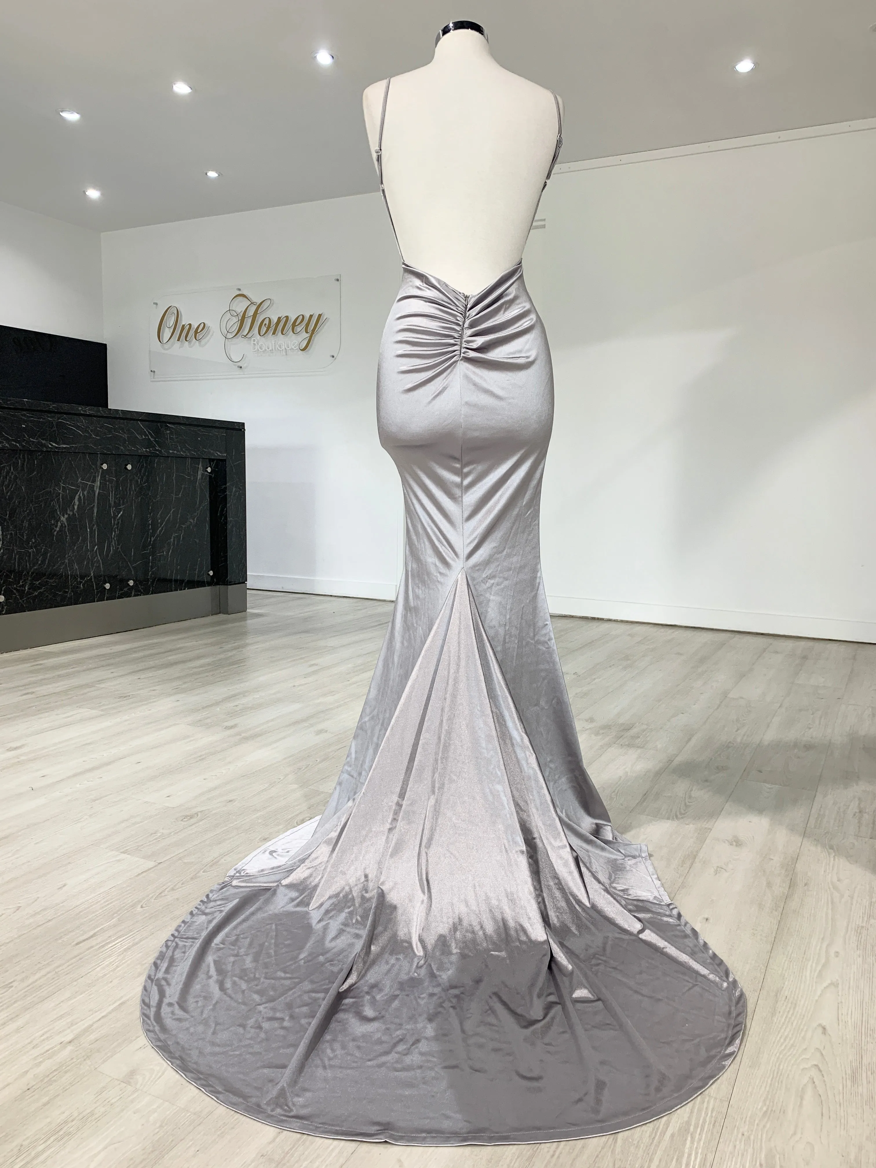 Honey Couture MILEE Low Back Mermaid Evening Gown Dress