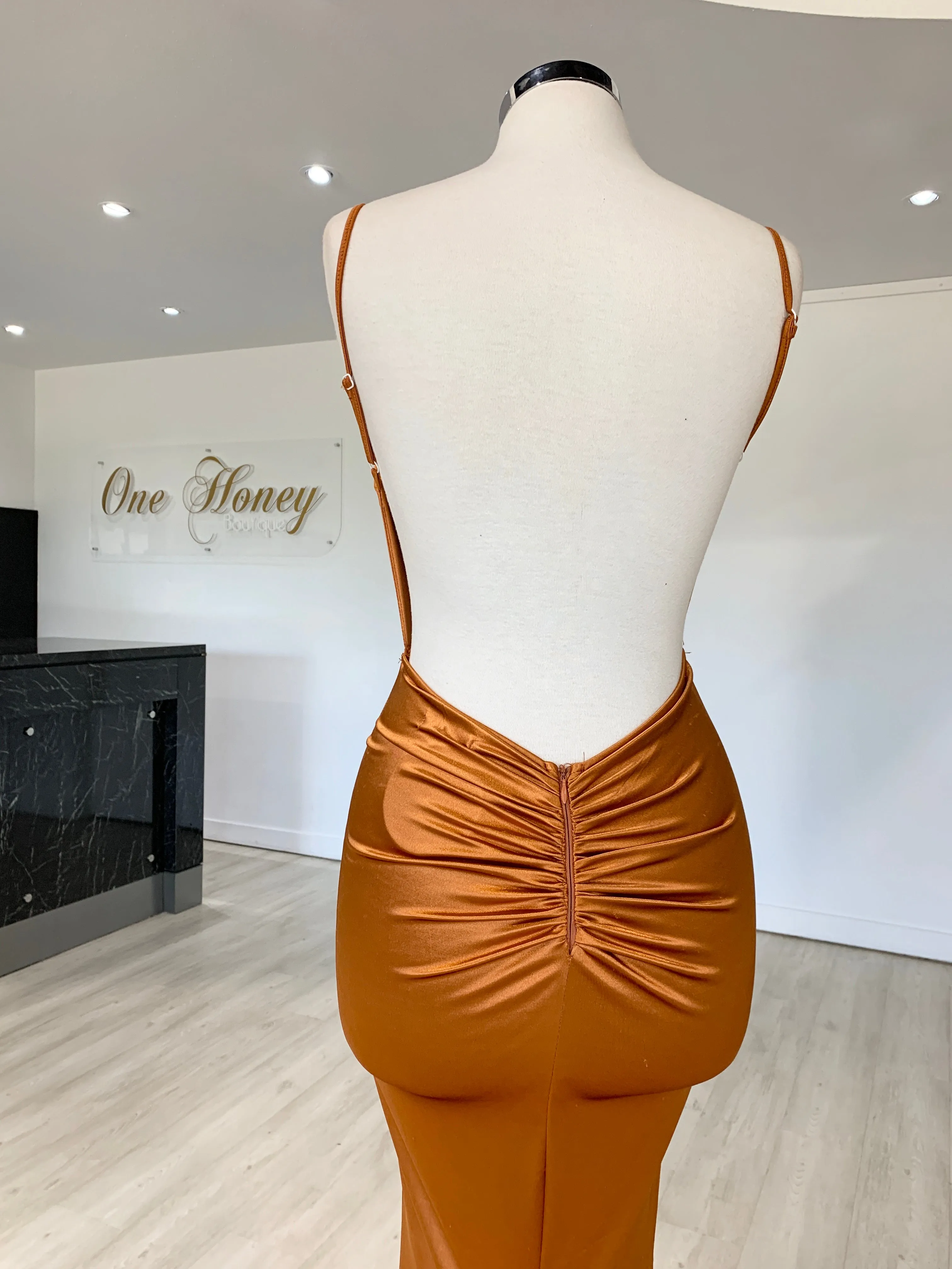 Honey Couture MILEE Low Back Mermaid Evening Gown Dress